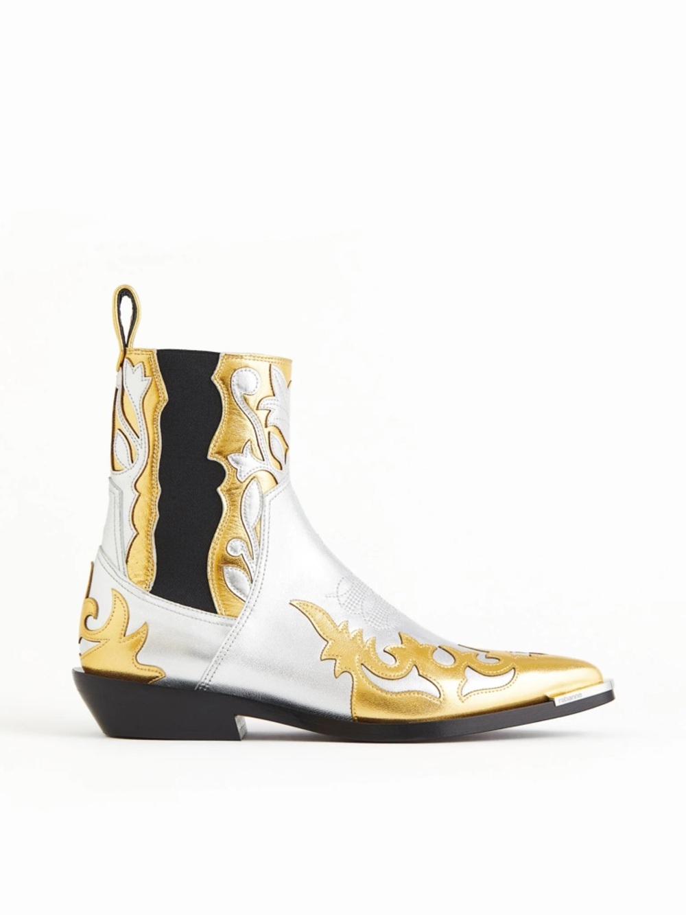 Paco Rabanne X H&M Silver and Gold Pointed Chelsea Booties 38